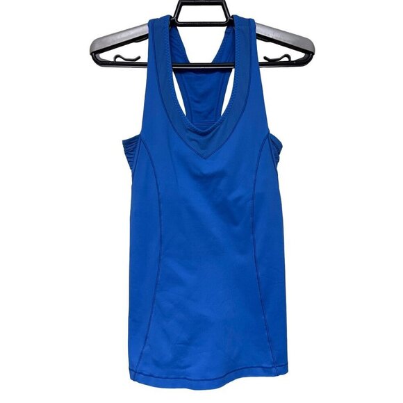 Lululemon Tops - Lululemon Tone It Tank Blue Cut Out Shirt Sleeveless Women's Size Small
